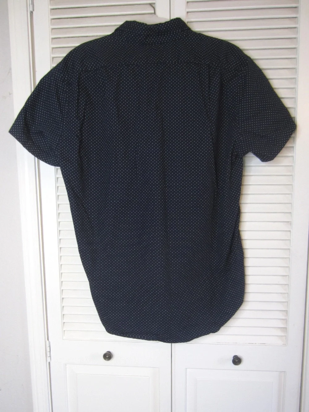 J. Crew Navy blue with white small polka dots button shirt - Size XL
